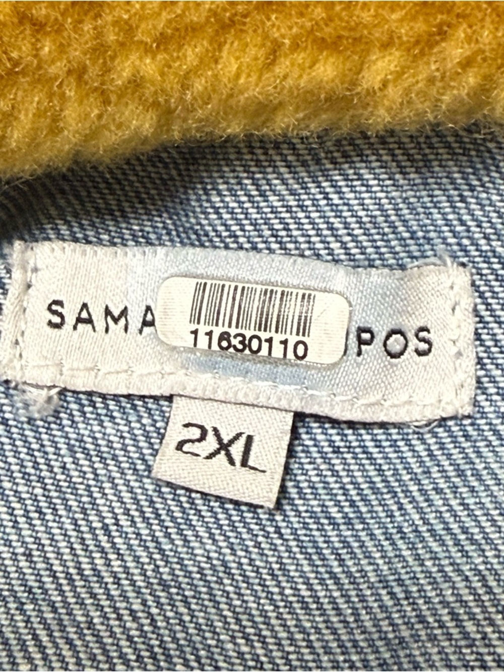 Samantha Sipos Denim Jacket Faux Shearling Collar BABE Patch Back Size 2XL - Picture 6 of 8